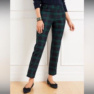 Talbots Hampshire Ankle Straight Leg Pants Plaid Blue Green SZ 14P